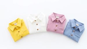 IYEAL Kids Spring Childrens Clothes 2026 New Long Sleeve Boys Tops Shirt Solid Color Pure Cotton Shirt for Girl2026