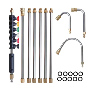 10pcs Pressure Washer Wand with 6 Nozzle Tips and Angles Stainless Steel Curved Rods Car Washer Nozzles Cleaning Tool