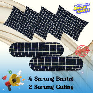 Sarung Bantal Set Guling Motif Kotak Aehstetic Sarban Korean Style Bahan Katun Polymicro Lebih Tebal dan Anti Luntur