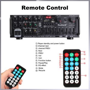 2000W 2 Channel home Audio Power Amplifier for home car HiFi AUX RCA USB Amp Stereo DC12V/AC220V 4MIC 326BT Speaker penguat rumah penguat kereta 家用功放