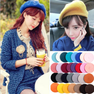 แฟชั่นน่ารักผู้หญิงฤดูใบไม้ผลิฤดูใบไม้ร่วงหมวกแฟชั่นหมวกขนสัตว์หวานหมวกเบเร่ต์ศิลปินฝรั่งเศสหมวก