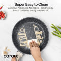 Carote Granite Nonstick Frying Pan Healthy Cooking Wok Periuk Kuali Tak Melekat, Marble Stone Die-Cast Skillet, PFOA Free, All Stove Applied (20/24/28cm,Essential Woody). 