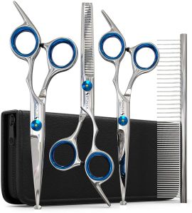 Professional Grooming Scissors for Dogs with Safety Round Tips 4 in 1 Dog Grooming Scissors Set