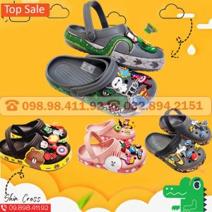 Dép Cross Cho Bé Mix Nhiều Màu Mẫu DEPCRKIDS Tặng Thêm 6 Jibitz Giày Bít Mũi Quai Ngang Đế Dày Dặn