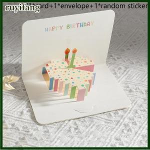ruyifang 3D Happy Birthday Card Cake Flower Card With Envelope Funny Birthday Card For Women Men Kid Friends Greeting Cards Gift Party