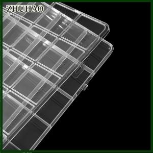 ZHUHAO กล่องจัดระเบียบพลาสติกใสอเนกประสงค์พร้อมช่องกริดกล่องเก็บเล็บสำหรับลูกปัดเครื่องประดับแบบทำมือ