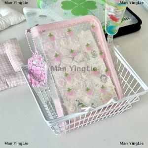 [COD] Man YingLie Cute Clover Strawberry Wings Stationery Storage Folder A6 Twill Zipper Pouch Document Bag Zip File Folder School Office Supplies