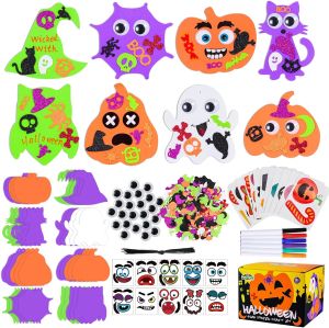 Max Fun 332PCS Halloween Crafts for Kids Halloween Activities Foam Pumpkins for Crafts Stickers Gift Kits DIY Art and Craft Set for Holiday Classroom Decorations Party Favors Supplies