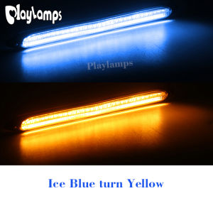 1 Cặp Đèn LED Chạy Ban Ngày DRL Sáng 12V Cho Đèn Pha Ô Tô Dải LED DRL Tuần Tự Đèn Ban Ngày Tự Động Dòng Chảy Màu Vàng Tín Hiệu Rẽ