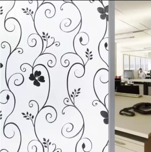 Stiker / Sticker kaca Motif / Kaca Film Motif / Sandblast Motif Bunga Kotak Polos bambu  Lebar 90cm