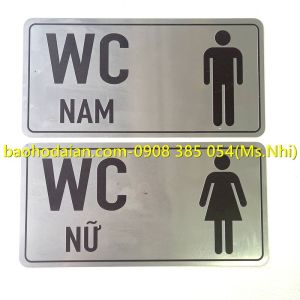 Biển chỉ dẫn nhà vệ sinh nam nữ chất liệu inox sang trọng KT10x20cm