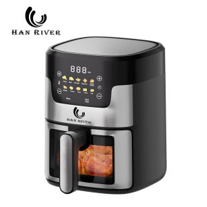 New Arrival DiscountHAN RIVER Air Fryer 8L 1400W Non-Stick Coating Visual Window Touch Control Oil-free Smokeless
