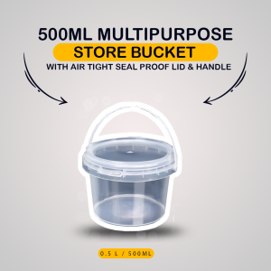 0.5 Liter 500ml Bucket Cute Size with Seal Clear Storage Plastic Container Repacking