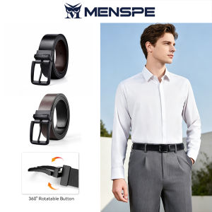 MENSPE Men Belt Outdoor Simple Belt Pin Buckle Belt Rotating Buckle Second-layer Cowhide Waistband Double-Sided Two-Color Belt Youth Sports Pant Belt Simple Nice Waistband