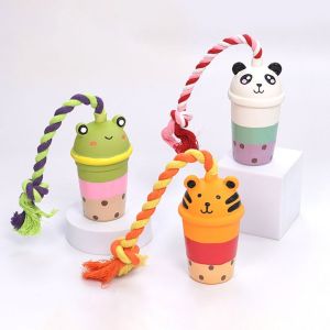 FMSRZX Chống cắn Đồ chơi chó latex phát ra âm thanh Sáng tạo Hình dạng trà sữa động vật Đồ chơi âm thanh bóp cho thú cưng Đồ chơi thú cưng tương tác Chống mài mòn Đồ chơi dây nhai cho chó Đồ chơi cho chó mèo lớn nhỏ