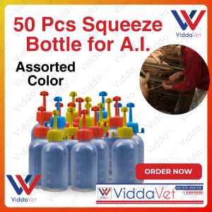 Viddavet 50pcs Squeeze Bottle assorted color plastic Squeeze Bottles for livestock use 100ml bottle