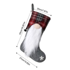 Sacesr Large Capacity Christmas Stockings Elk Santa Claus Christmas Hanging Sock Cartoon Snowman Xmas Tree Hanging Decoration 9Q4T2