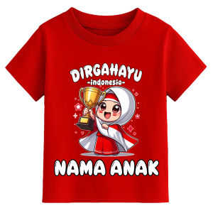 Kaos Agustusan anak gtatis NAMA 2024 Baju Kemerdekaan Bahan katun combed 30s USIA 1-11TH