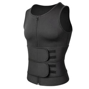JHHB Neoprene Body Shaper Vest for Men Slimming Gym Fitness Sweat Waist Trainer Corset Workout Zipper Sauna Weight Loss Tops