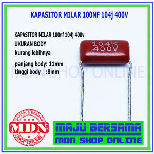 Kapasitor milar mylar 400v 18nf 47nf 100nf 220nf- 182j 473j 104j 224j 400 volt 5 pcs