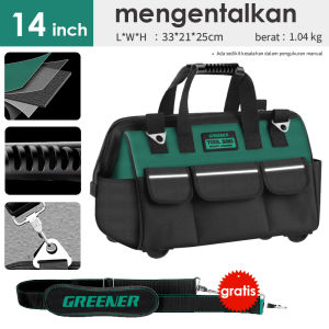 GREENER tas perkakas besar / tas alat kerja teknisi dan tukang tool bag organizer 18 inch