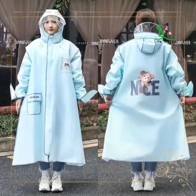 Áo mưa 1 người dễ thương áo mưa măng tô áo mưa cute gấu Nice thời trang có túi có che tay tiện lợi
