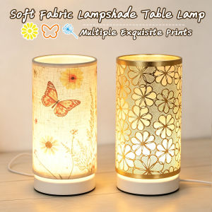 1pcVintage-Style Butterfly Print Cylindrical Table Lamp USB Plug-in Soft-Glow Night Light Home Desktop Decor Ornament Ideal Gift