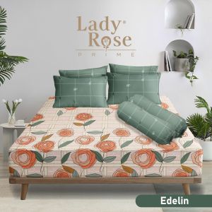 Lady Rose Prime - Sprei King B4 180x200 Tinggi 30cm Bantal 4 Guling 2 - Motif Bunga / Tanaman