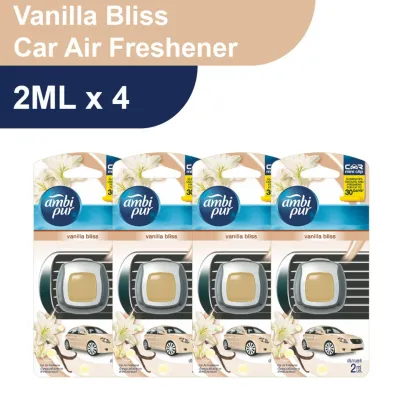 Ambi Pur Mini Clip Car Air Freshener Vanilla Bliss 2ML [BUNDLE OF 4]