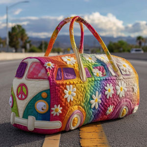 3D New Bus Series Quilted Cotton Travel Bag Fashionable Printed Womens Yoga Bag Handbag