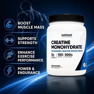 Creatine Monohydrate Micronized Powder Lean Muscle Gain Workout Performance Support Supplement 500g