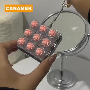 【CANAMEK】 9 Keys Silent Keyboard Keychain Creative Cat Paw Button Keycap Stress Relief Toys Fidget Toys For Children Adults Gifts