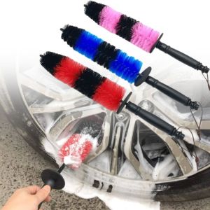 SPDD Soft Bristles Auto Wheel Cleaning Brush Detailing Design Long Handle Rim Tire Detailing Brush Tire Care Extended Handle Car Wheel Brush Car Cleaning