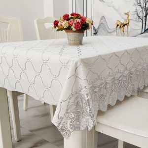 PVC Table Cloth 6 Seaters Rectangular Table Cloth Cover 8 Seaters Waterproof Tablecloth Anti-slip Wear-Resistant Dustproof and High-Temperature Resistant 80/180/200/240CM