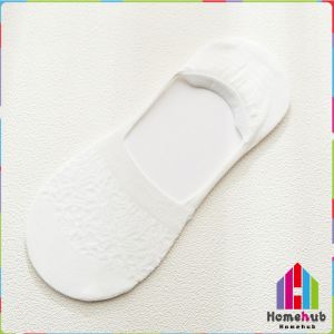 Homehub Lace Breathable Womens Invisible Non-Slip Boat Socks Ice Silk Cotton Soles Boat Socks