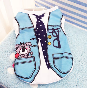 Pet Dog clothes Cotton puppy Clothes  Cat Clothes cute comic cartoon printed vest clothes