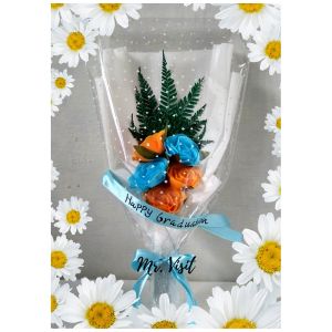 Mr. Visit / PROMO Buket Bunga Dua Warna Cover Putih / Buket Bunga Murah / Buket Wisuda