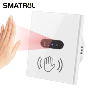 SMATRUL Wall Infrared Sensor Light Switch NO touch Motion Sensor Switch Glass Screen Panel 10V 220V 10A Electrical Power No Need to Touch