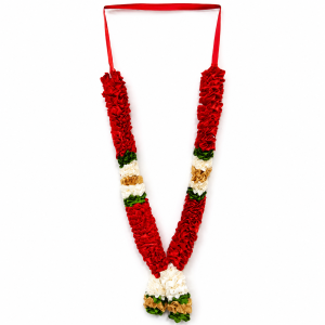 Artificial Flower Garland Ribbon Mala | Decorative Pooja & Festival Garland for Ganesha Idols Home Temple & Festive Decor (Pack of 1 Pc | 27 Inches)