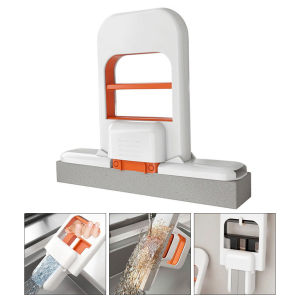 ไม้ถูพื้นตั้งโต๊ะขนาดกะทัดรัดพร้อมหัวฝ้ายทนทานสำหรับอ่างล้างมือและทำความสะอาดบนเคาน์เตอร์ง่ายต่อการจัดเก็บและซักด้วยเครื่องซักผ้าได้