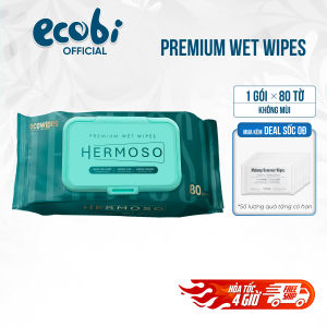 [PREMIUM] Khăn ướt cao cấp Hermoso gói 80 tờ không mùi không parabens cho em bé