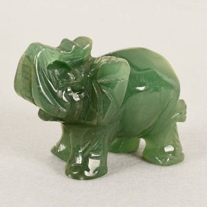 CEMOMEF Home Decoration Desk Decor Green Figurine Hand Carved Elephant Statue Aventurine Carved Elephant Jade Stone