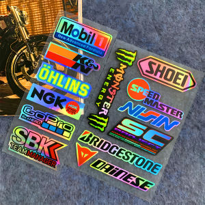 2 Set Laser MOBIL1 KN OHLINS NGK GoRro SKB Sticker Waterproof Helmet Sticker Motorcycle Side Sticker for Yamaha Honda Suzuki Kawasaki Ducati BMW Vespa