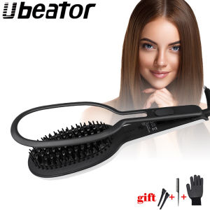 New 2 in 1 Hair straightener Brush Ceramic Styling Brush hot comb Straightening Hairdressing Tools Hair Straightening flat Iron