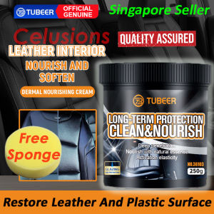【FREE Sponge】⭐Tubeer Car Leather Restore Conditioner Cream Paste⭐ Surface Coating Motorcycle Plastic Dashboard Sofa Shoes Bag
