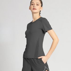 FitYoga Fitness clothing short-sleeved T-shirt women hollow running sports top loose thin quick dry T-shirt