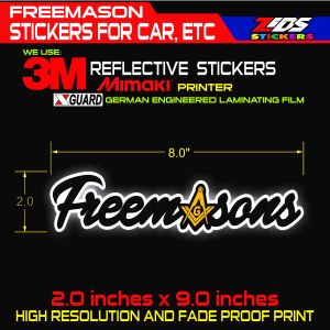 freemason  logo 3M reflective printed laminated sticker for cars motorcyle gadgets laptop etc.