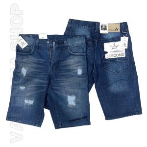 Celana jeans pendek pria model sobek 3second terbaru lightblue denim ukura 27 - 38