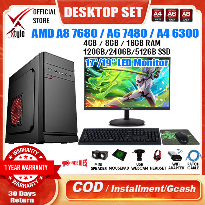 Amd Desktop Computer Set A8 7680 Pc Set Computer Set Pc Full Set Pc Ddr3 16gb Ram 480gb Ssd With