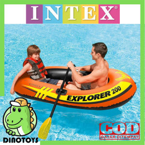 DINOTOYS INTEX 58330 Rubber Boat Perahu Karet Explorer 200 Series Kapasitas 2 Orang Ukuran 185x94x41cm Maks Beban 95kg Kami Menjual Kolam Renang Anak Pelampung Bayi Peralatan Bayi Bola Mandi